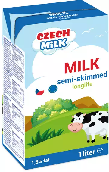 [product, image, Czech long-life semi-skimmed milk 1.5% 1l]