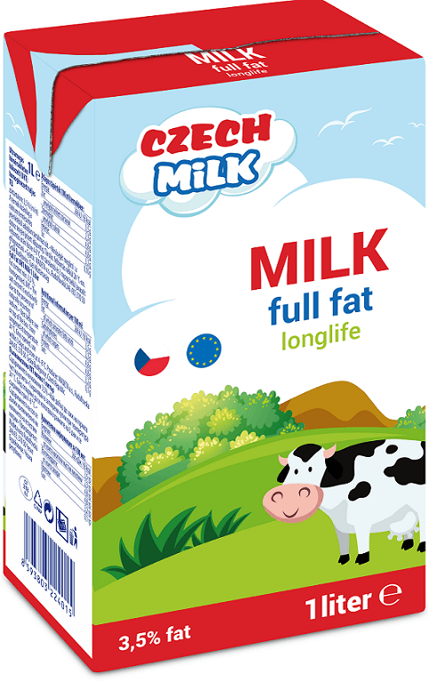 [product, image, Czech long-life full fat milk 3.5% 1 l]